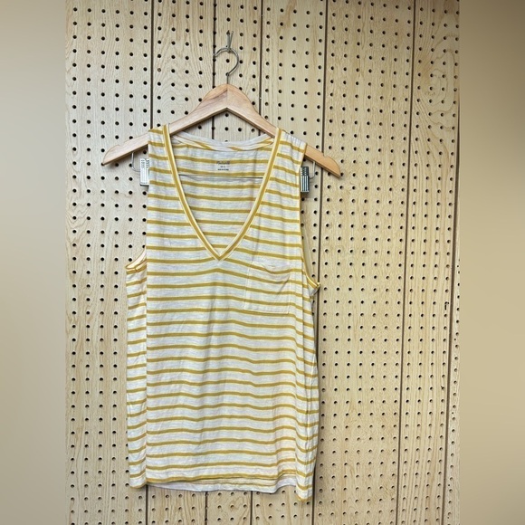 Madewell Deep V Yellow Striped Tank - Picture 2 of 5